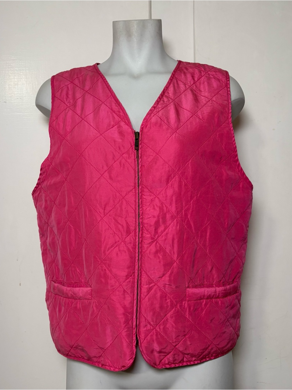 Vintage 80s/90s Silk Quilted Zip Up Vests